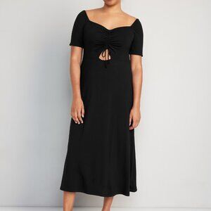 Old Navy Black Fit & Flare Cutout-Front Midi Dress Size XL